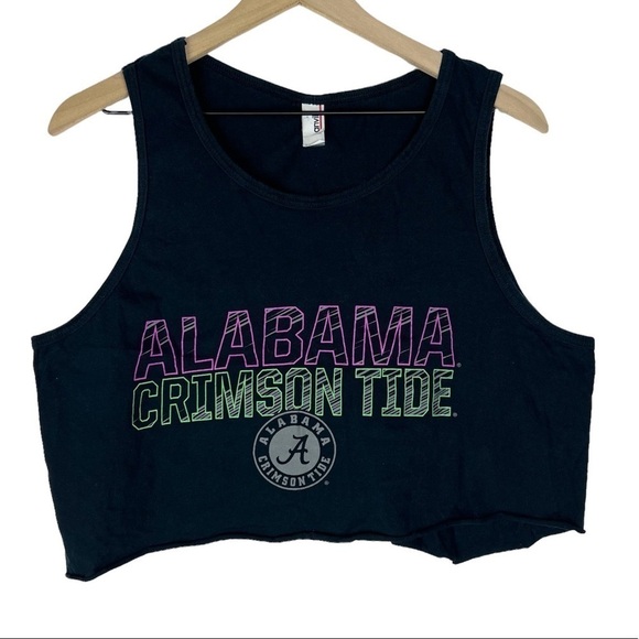 ALABAMA Football Crop Top Tank Cut Off Shirt Neon Game Day Roll Tide Size Large - Picture 7 of 7